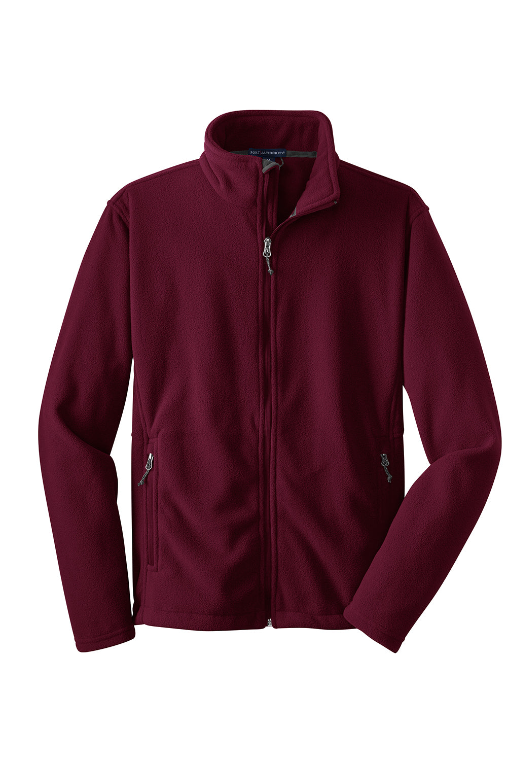 Port Authority F217 Mens Full Zip Fleece Jacket Maroon Flat Front