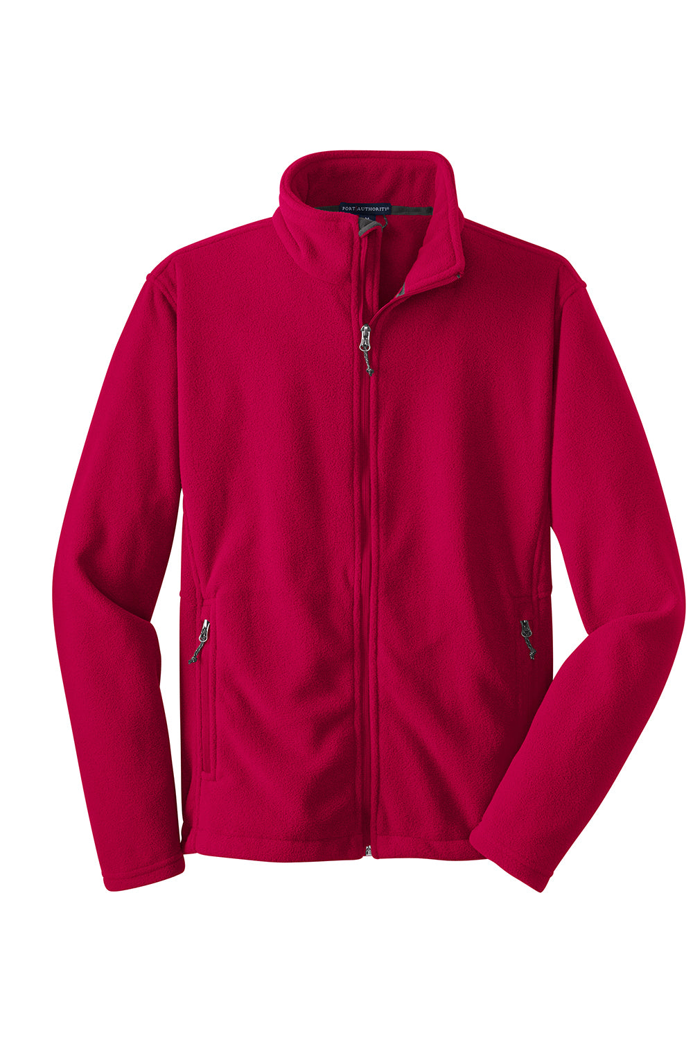 Port Authority F217 Mens Full Zip Fleece Jacket True Red Flat Front