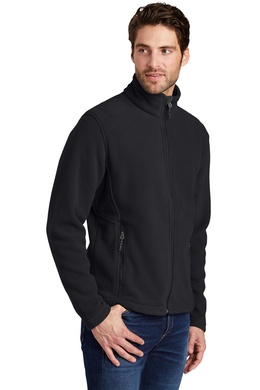 Port Authority F217 Mens Full Zip Fleece Jacket Black Model 3q