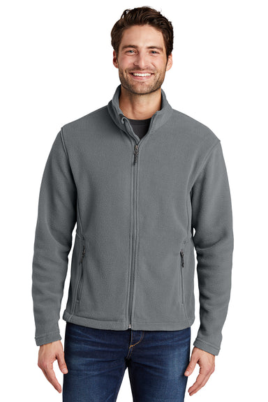 Port Authority F217 Mens Full Zip Fleece Jacket Deep Smoke Grey Model Front