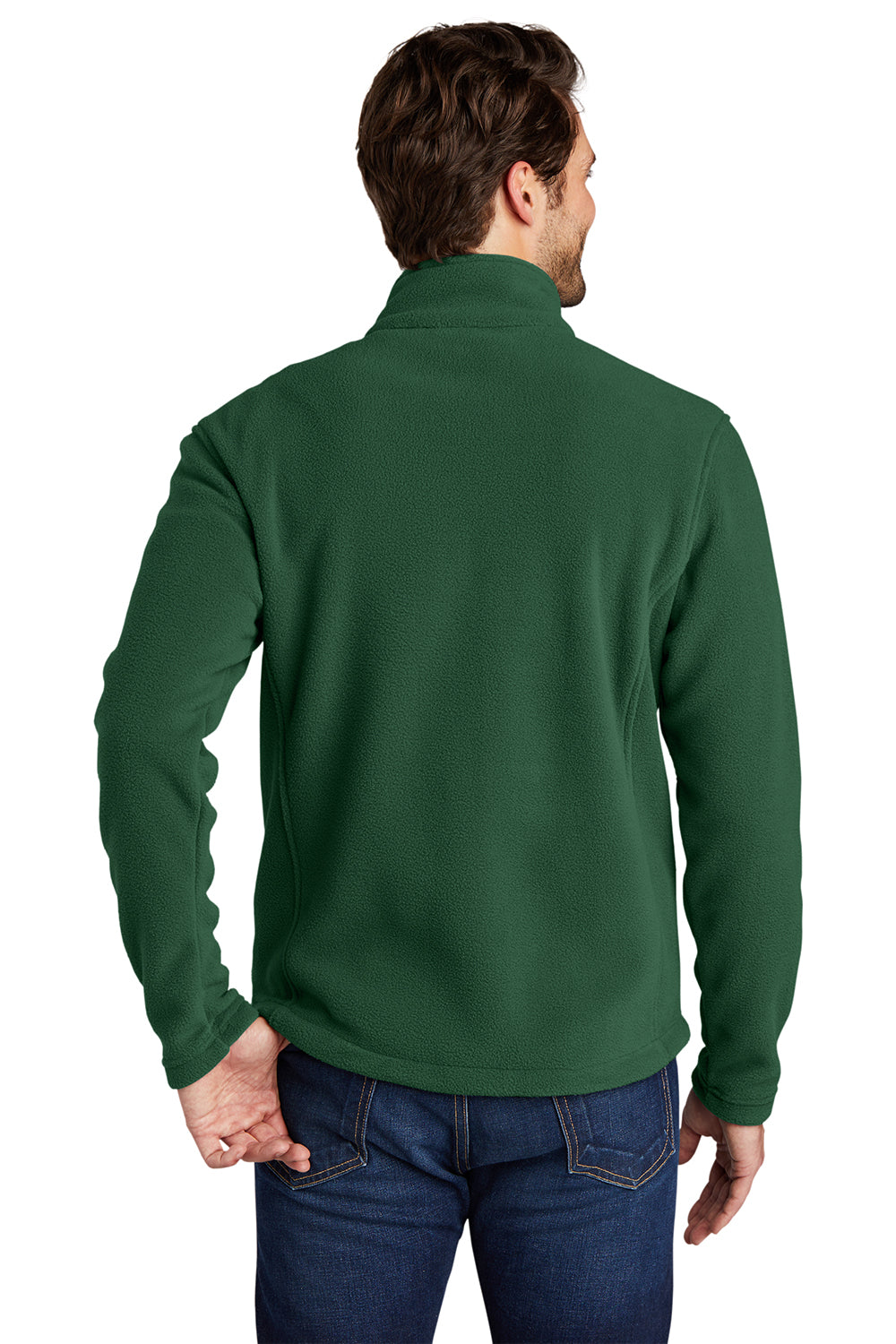 Port Authority F217 Mens Full Zip Fleece Jacket Forest Green Model Back