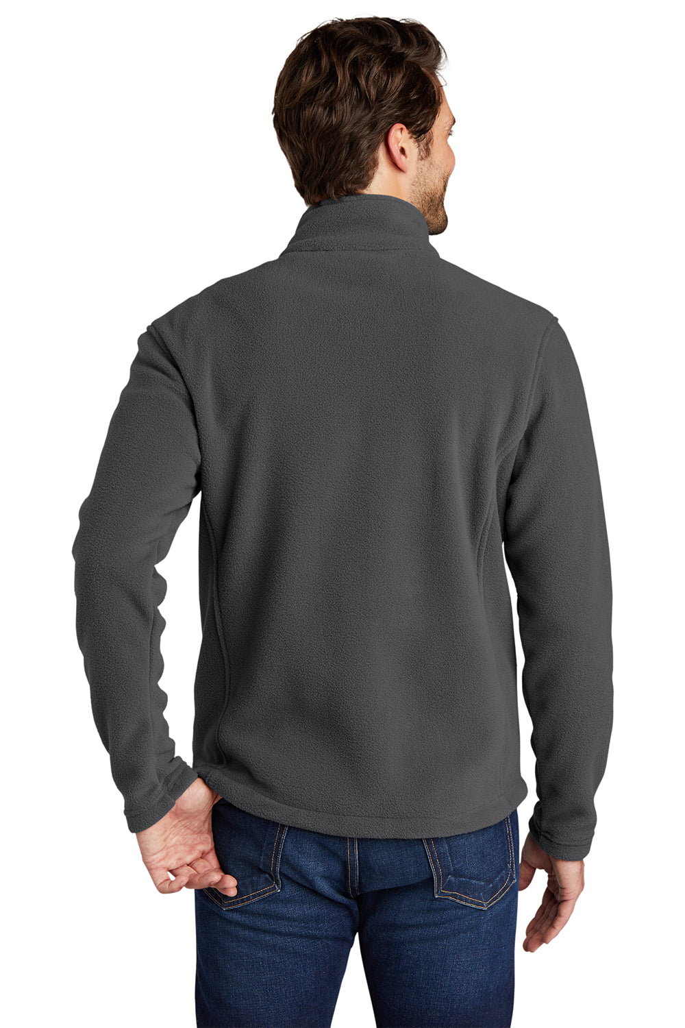 Port Authority F217 Mens Full Zip Fleece Jacket Iron Grey Model Back