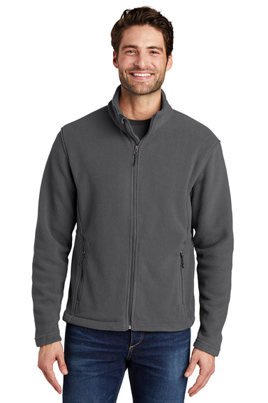 Port Authority F217 Mens Full Zip Fleece Jacket Iron Grey Model Front