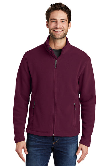 Port Authority F217 Mens Full Zip Fleece Jacket Maroon Model Front