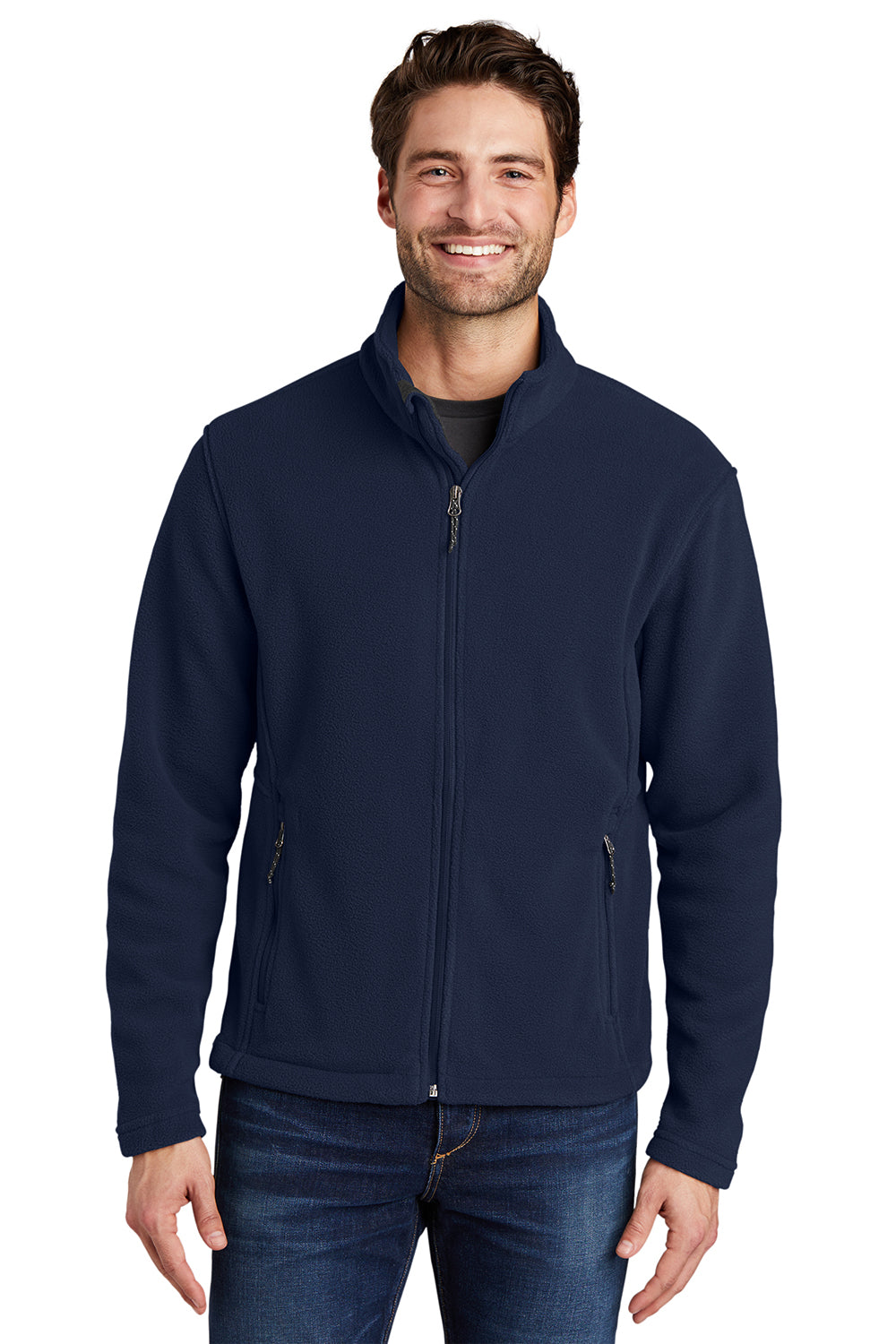 Port Authority Mens Full Zip Fleece Jacket True Navy Blue