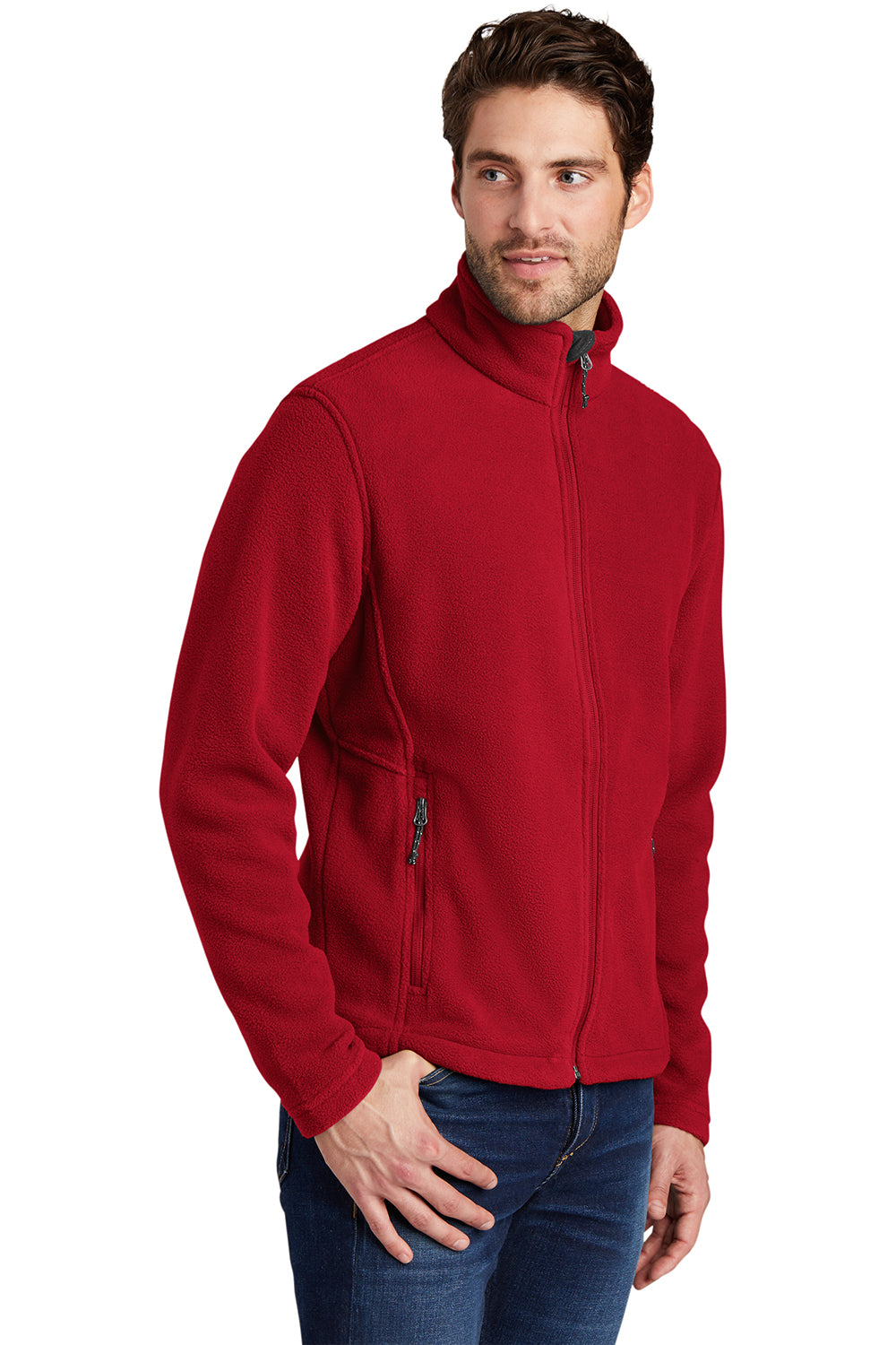 Port Authority F217 Mens Full Zip Fleece Jacket True Red Model 3q