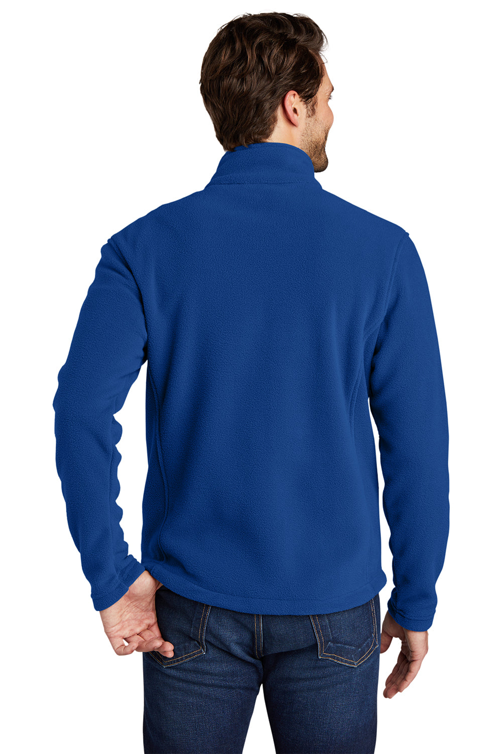 Port Authority F217 Mens Full Zip Fleece Jacket True Royal Blue Model Back