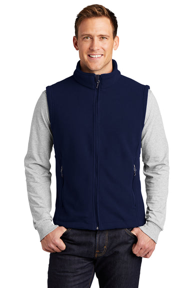 Port Authority F219 Mens Full Zip Fleece Vest True Navy Blue Model Front