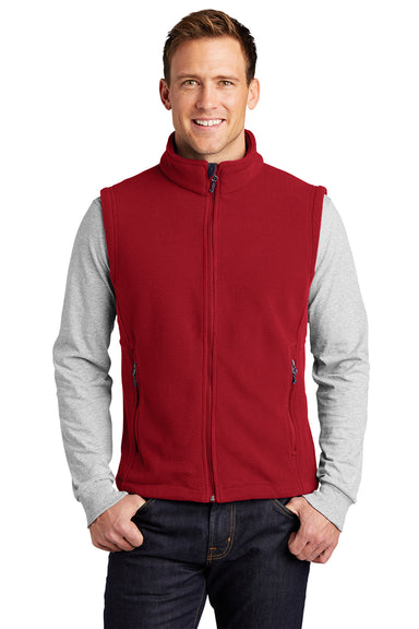 Port Authority F219 Mens Full Zip Fleece Vest True Red Model Front