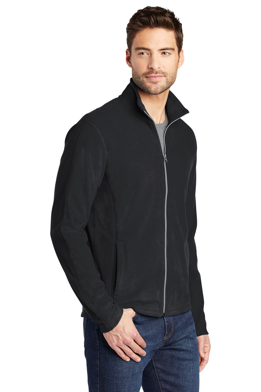 Port Authority F223 Mens Microfleece Pill Resistant Full Zip Jacket Black Model 3q