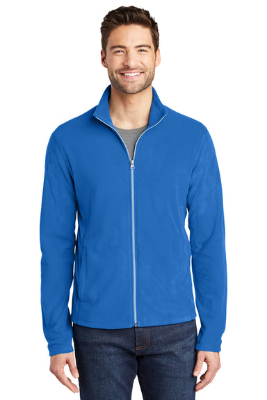 Port Authority F223 Mens Microfleece Pill Resistant Full Zip Jacket Light Royal Blue Model Front