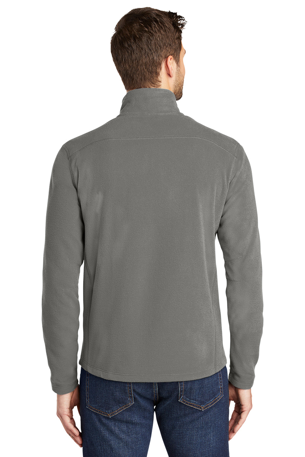 Port Authority F223 Mens Microfleece Pill Resistant Full Zip Jacket Pearl Grey Model Back