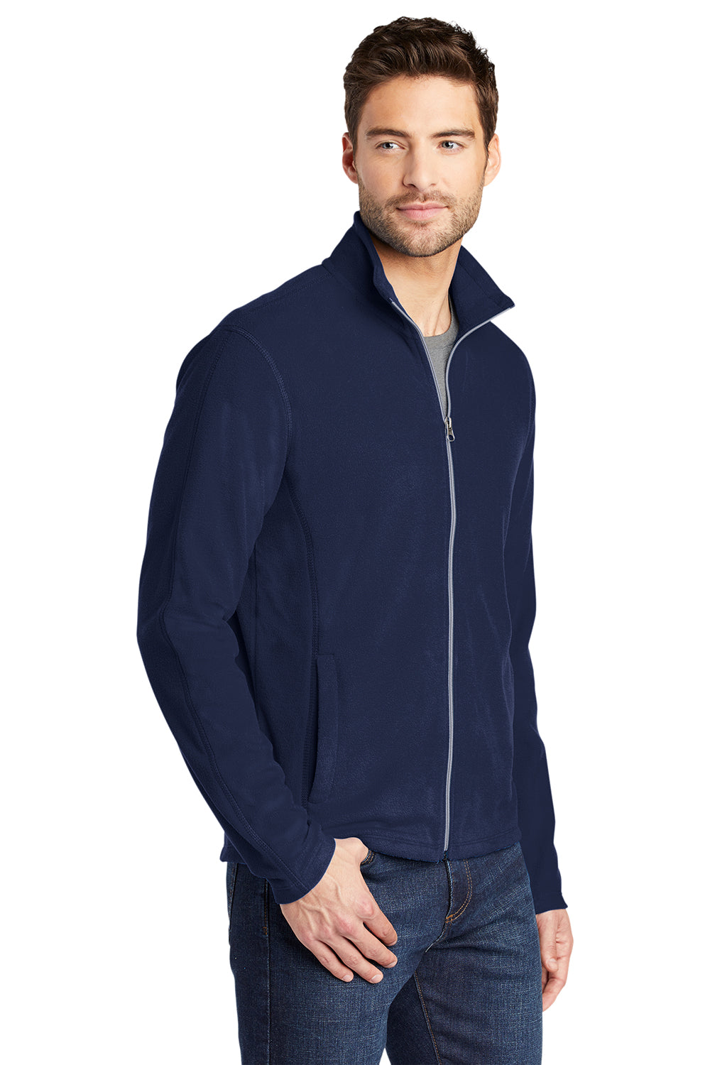 Port Authority F223 Mens Microfleece Pill Resistant Full Zip Jacket True Navy Blue Model 3q