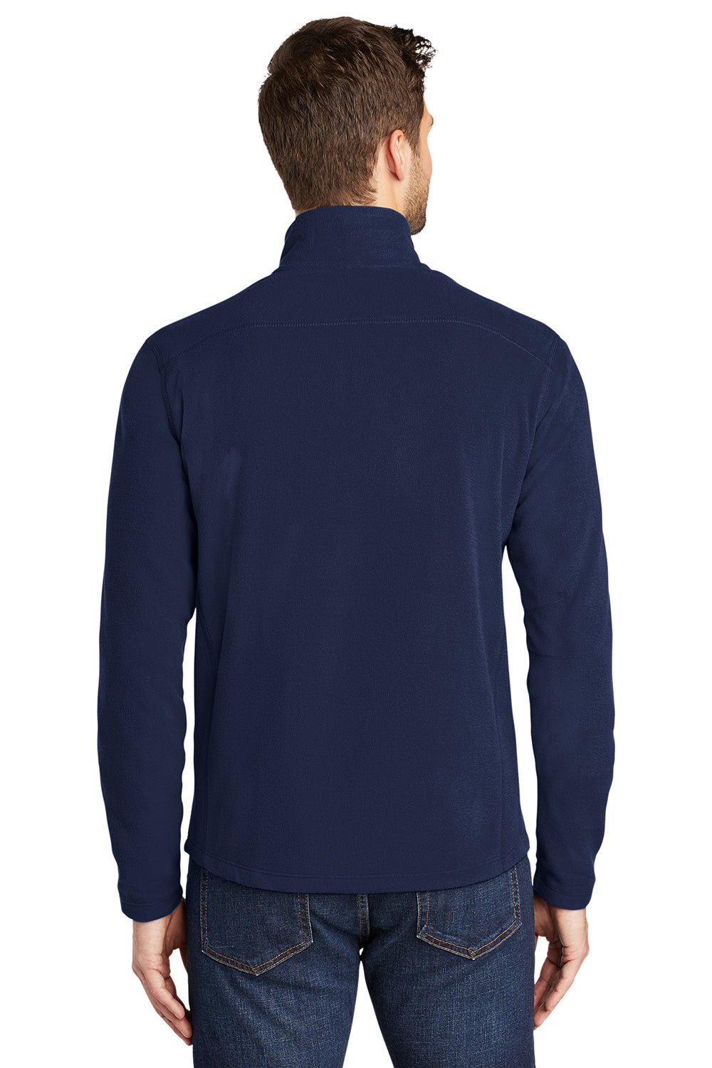 Port Authority F223 Mens Microfleece Pill Resistant Full Zip Jacket True Navy Blue Model Back