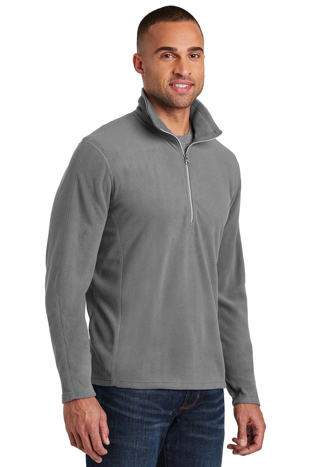 Port Authority F224 Mens Pill Resistant Microfleece 1/4 Zip Sweatshirt Pearl Grey Model 3q