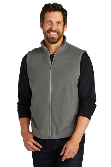 Port Authority F226 Mens Pill Resistant Microfleece Full Zip Vest Pearl Grey Model Front