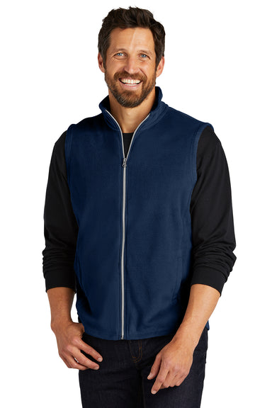 Port Authority F226 Mens Pill Resistant Microfleece Full Zip Vest True Navy Blue Model Front