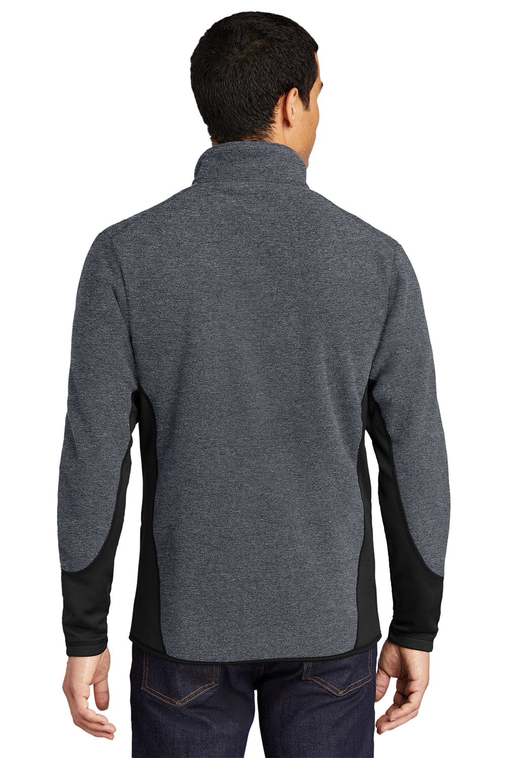 Port Authority F227 Mens R-Tek Pro Pill Resistant Fleece Full Zip Jacket Heather Charcoal Grey/Black Model Back