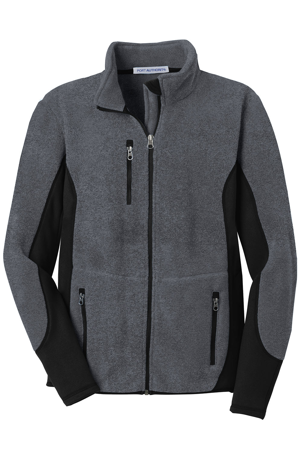 Port Authority F227 Mens R-Tek Pro Pill Resistant Fleece Full Zip Jacket Heather Charcoal Grey/Black Flat Front