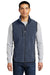 Port Authority F228 Mens R-Tek Pro Pill Resistant Fleece Full Zip Vest Heather Navy Blue/Black Model Front