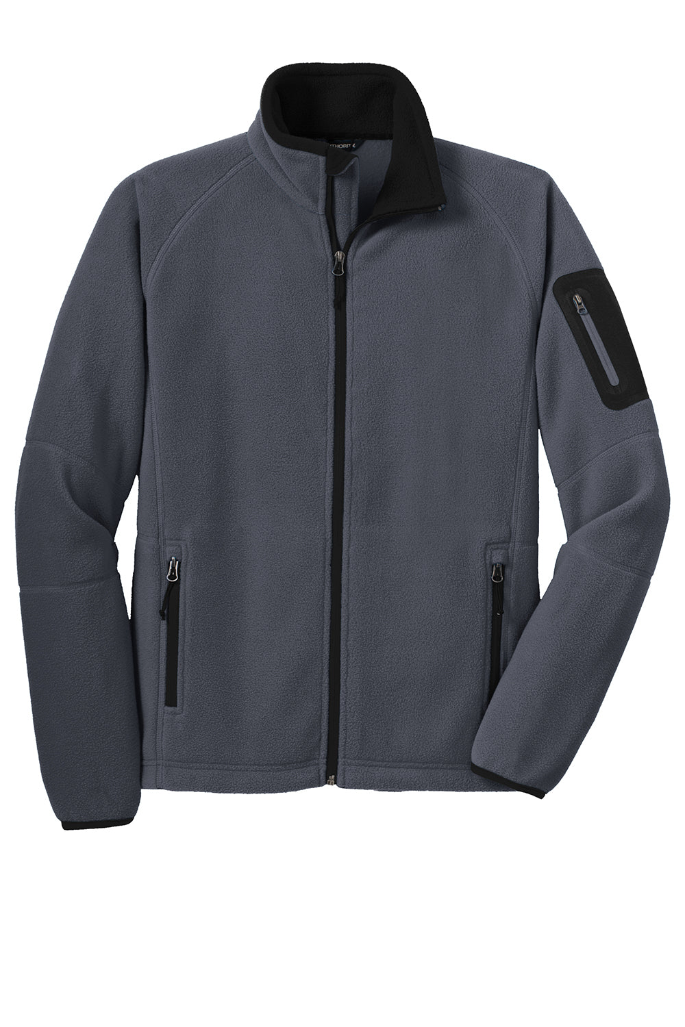 Port Authority F229 Mens Full Zip Fleece Jacket Battleship Grey/Black Flat Front