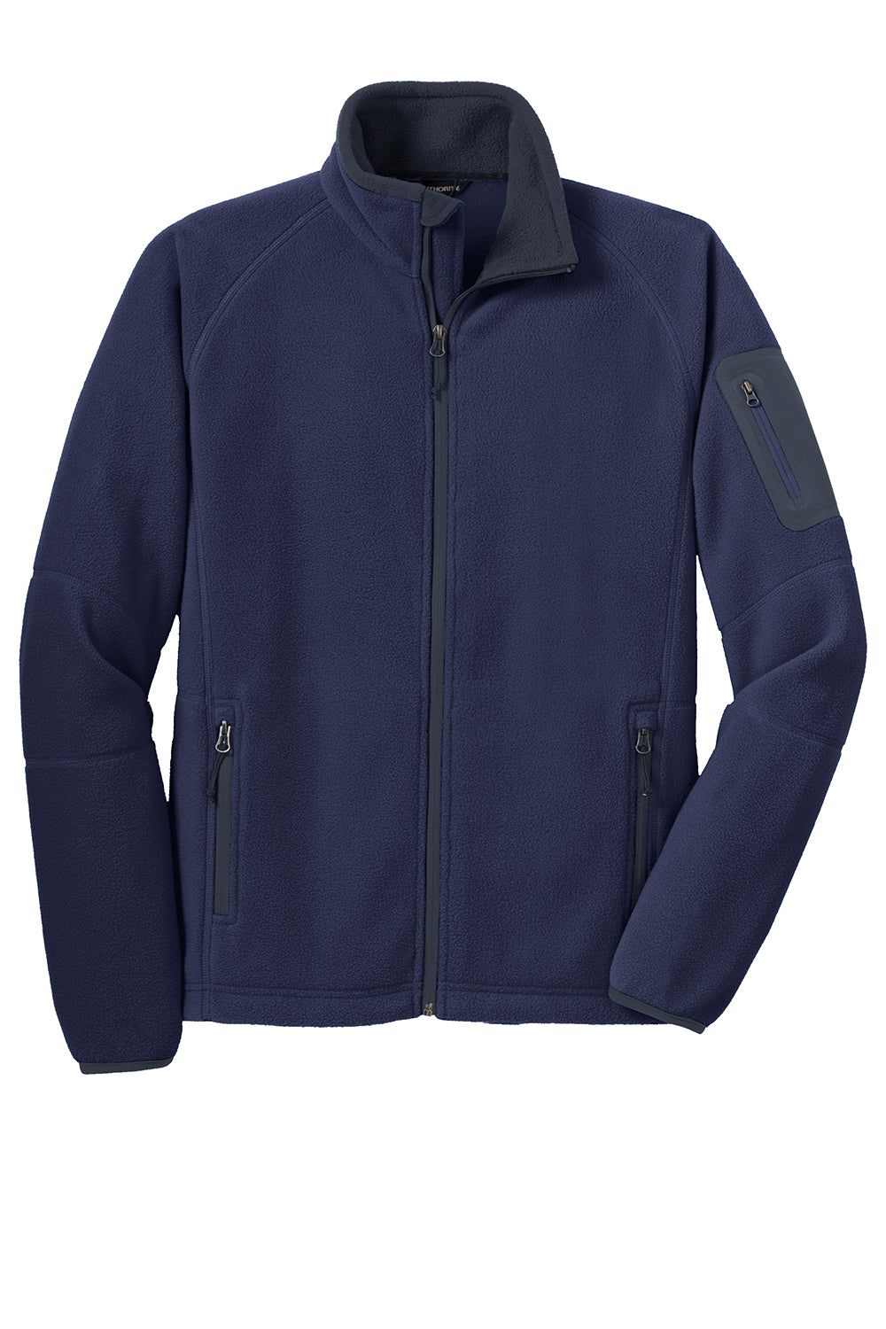 Port Authority F229 Mens Full Zip Fleece Jacket Navy Blue/Battleship Grey Flat Front