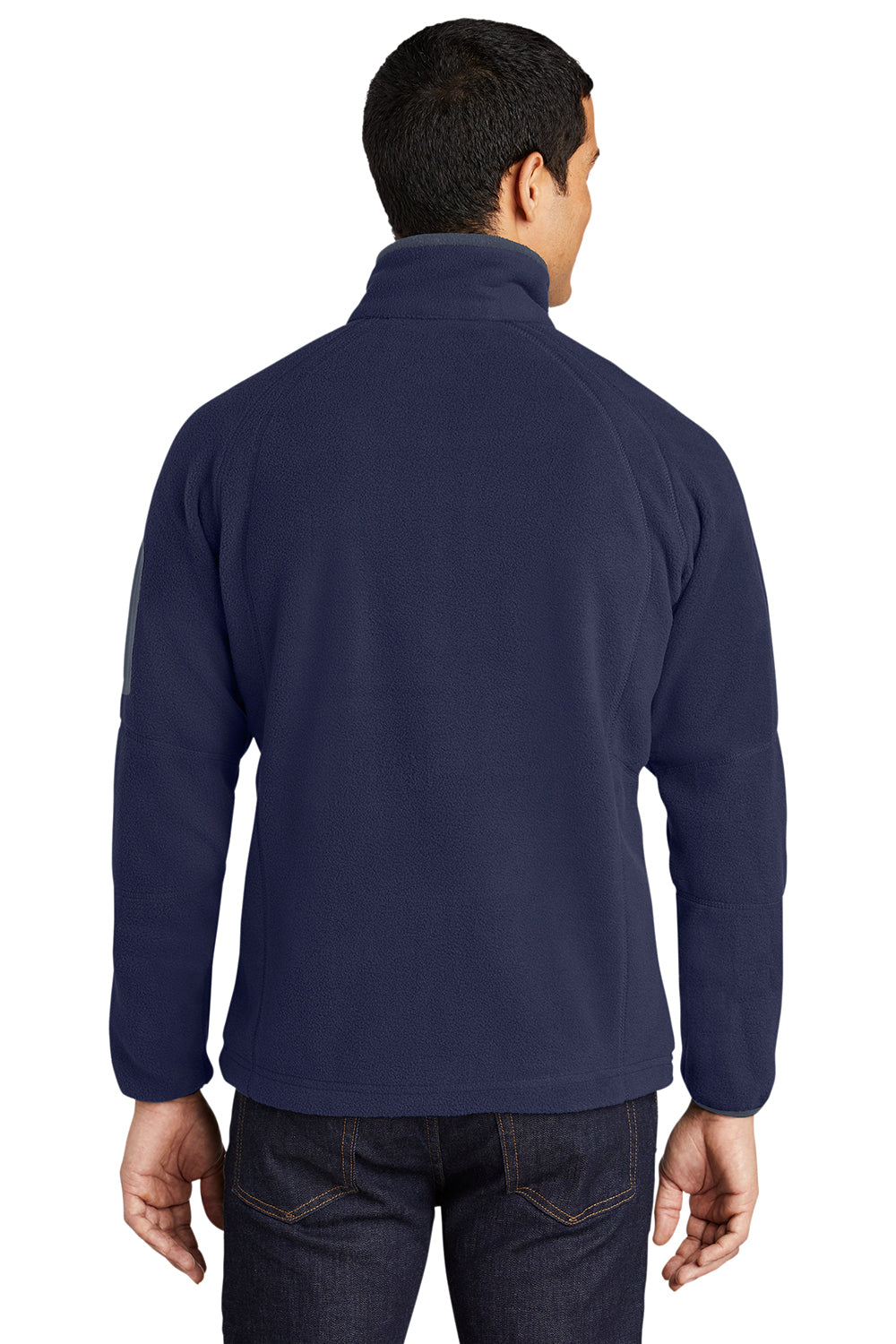 Port Authority F229 Mens Full Zip Fleece Jacket Navy Blue/Battleship Grey Model Back