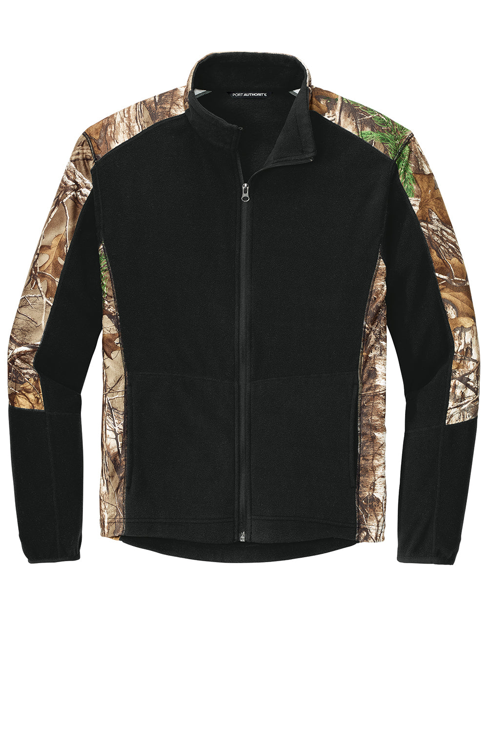 Port Authority F230C Mens Full Zip Microfleece Jacket Black/Realtree Xtra Camo Flat Front