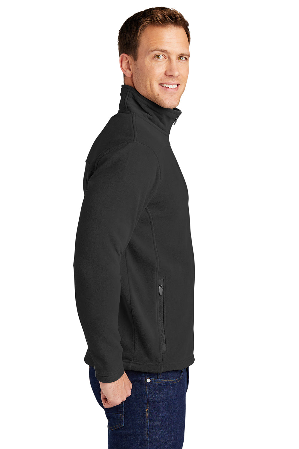 Port Authority F233 Mens Summit Full Zip Fleece Jacket Black Model Side