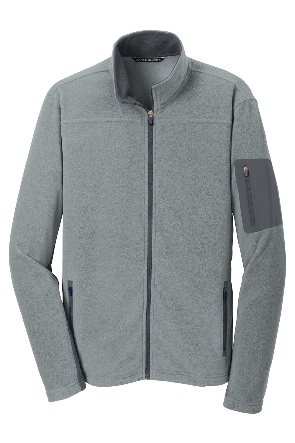 Port Authority F233 Mens Summit Full Zip Fleece Jacket Frost Grey/Magnet Grey Flat Front