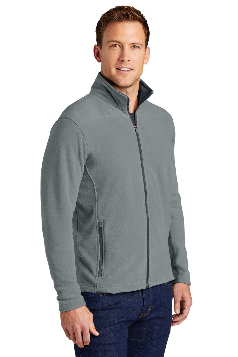 Port Authority F233 Mens Summit Full Zip Fleece Jacket Frost Grey/Magnet Grey Model 3q