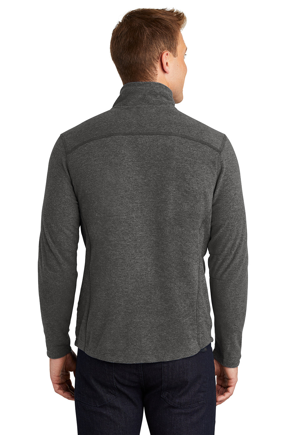 Port Authority F235 Mens Heather Pill Resistant Microfleece Full Zip Sweatshirt Heather Charcoal Black Model Back