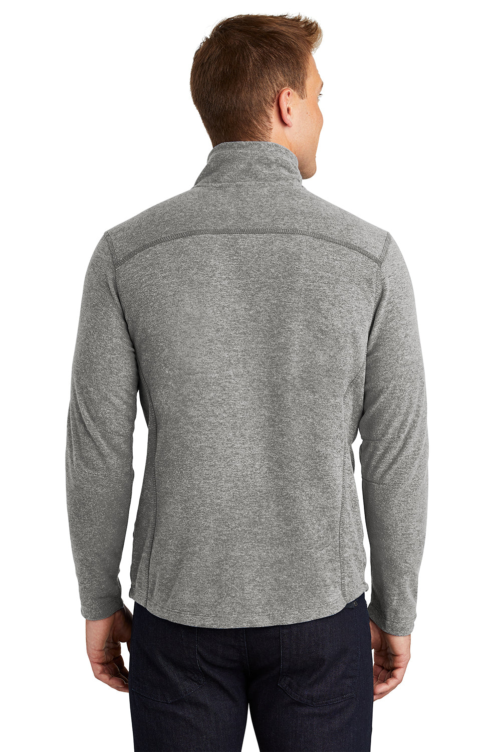 Port Authority F235 Mens Heather Pill Resistant Microfleece Full Zip Sweatshirt Heather Pearl Grey Model Back