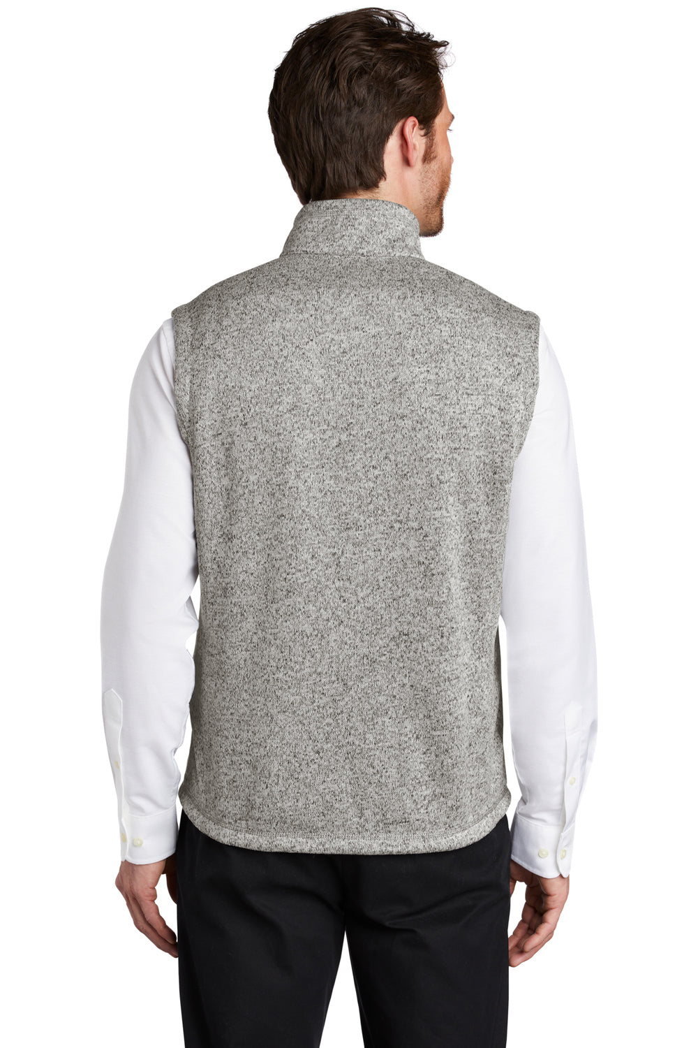 Port Authority F236 Mens Sweater Fleece Full Zip Vest Heather Grey Model Back