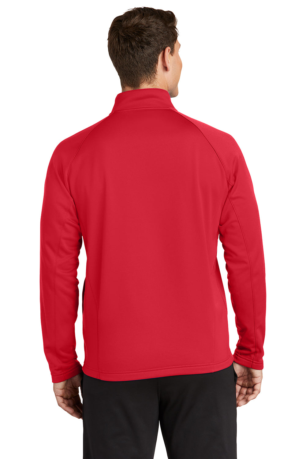 Sport-Tek F243 Mens Sport-Wick Moisture Wicking Fleece 1/4 Zip Sweatshirt Deep Red/Silver Grey Model Back