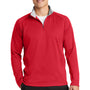 Sport-Tek Mens Sport-Wick Moisture Wicking Fleece 1/4 Zip Sweatshirt - Deep Red/Silver Grey