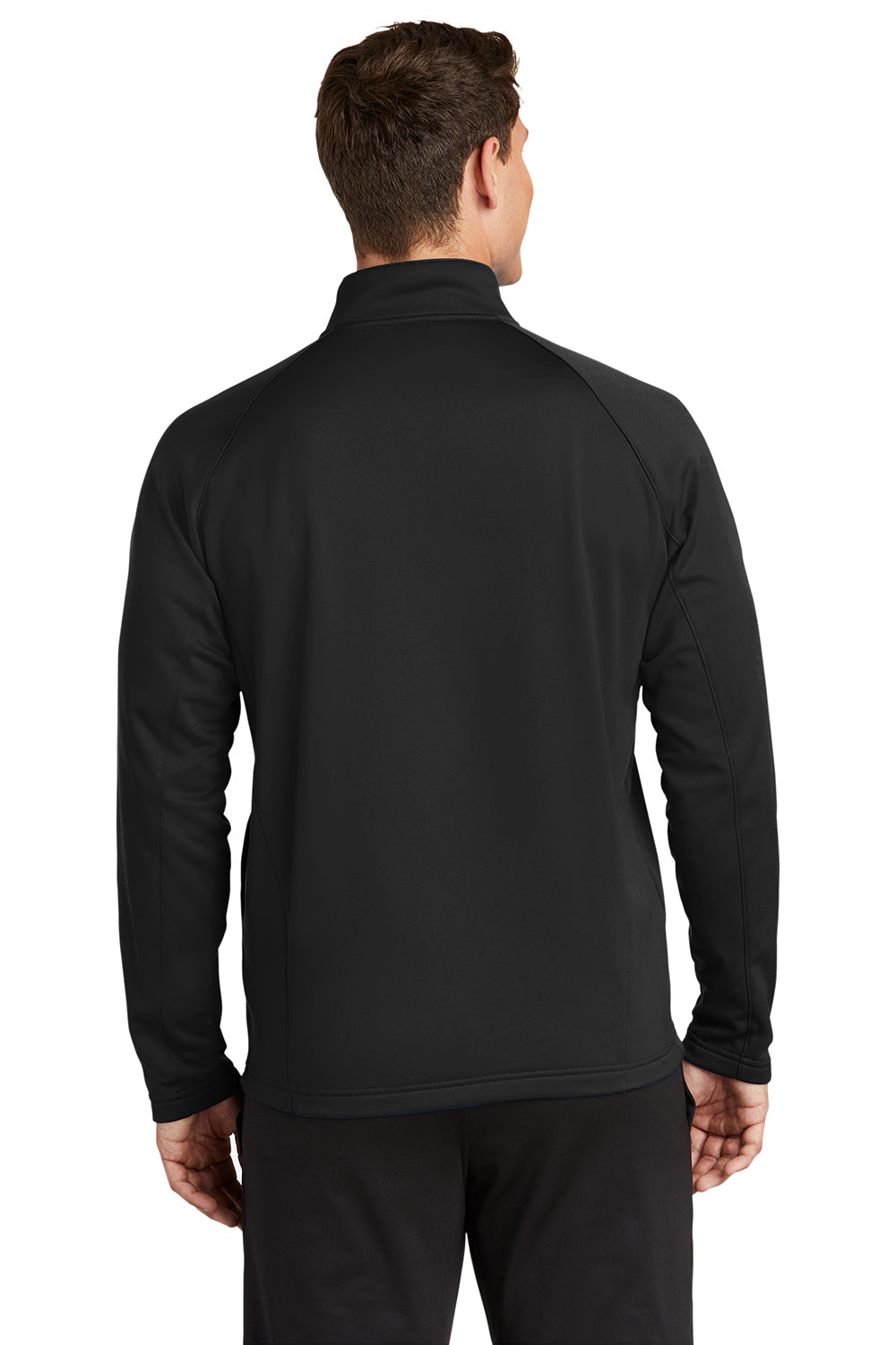 Sport-Tek F243 Mens Sport-Wick Moisture Wicking Fleece 1/4 Zip Sweatshirt Black/Silver Grey Model Back