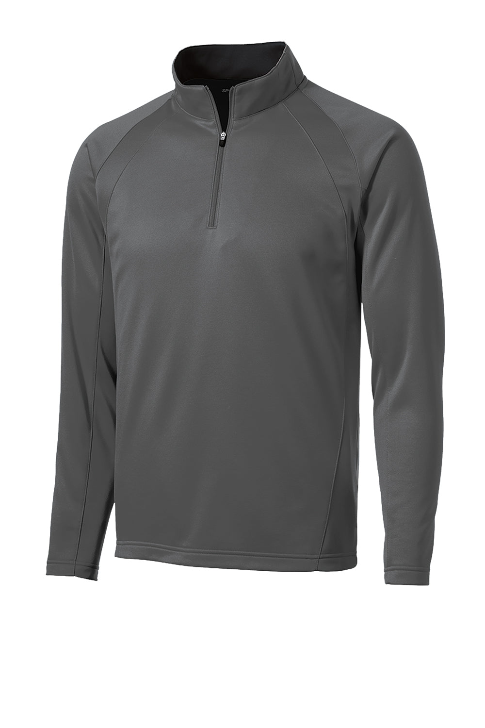 Sport-Tek F243 Mens Sport-Wick Moisture Wicking Fleece 1/4 Zip Sweatshirt Dark Smoke Grey/Black Flat Front