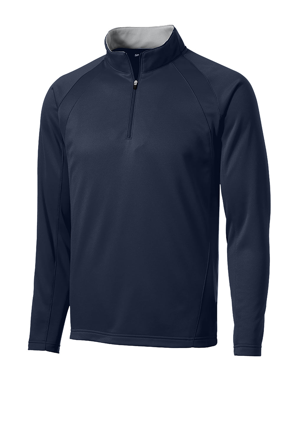 Sport-Tek F243 Mens Sport-Wick Moisture Wicking Fleece 1/4 Zip Sweatshirt Navy Blue/Silver Grey Flat Front