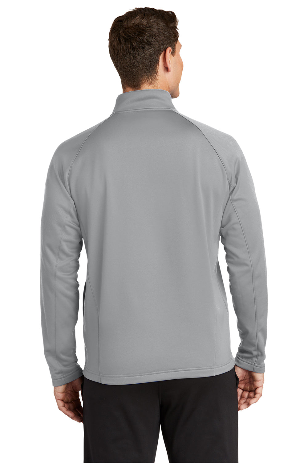 Sport-Tek F243 Mens Sport-Wick Moisture Wicking Fleece 1/4 Zip Sweatshirt Silver Grey/Black Model Back