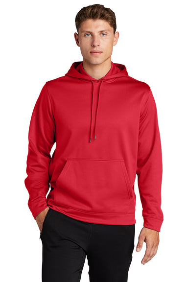 Sport-Tek F244 Mens Sport-Wick Moisture Wicking Fleece Hooded Sweatshirt Hoodie Deep Red Model Front