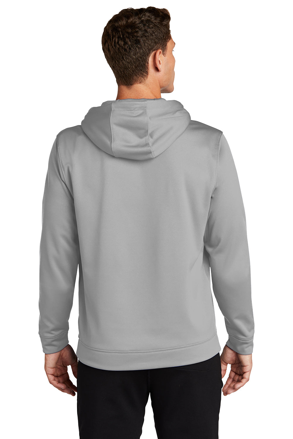 Sport-Tek F244 Mens Sport-Wick Moisture Wicking Fleece Hooded Sweatshirt Hoodie Silver Grey Model Back