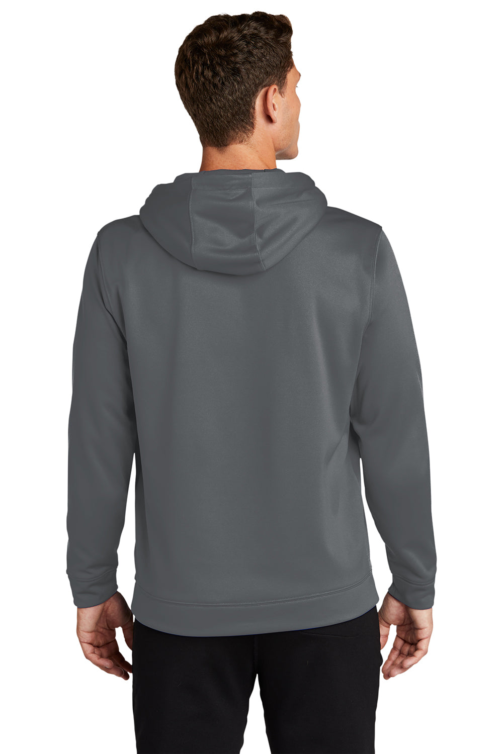 Sport-Tek F244 Mens Sport-Wick Moisture Wicking Fleece Hooded Sweatshirt Hoodie Dark Smoke Grey Model Back