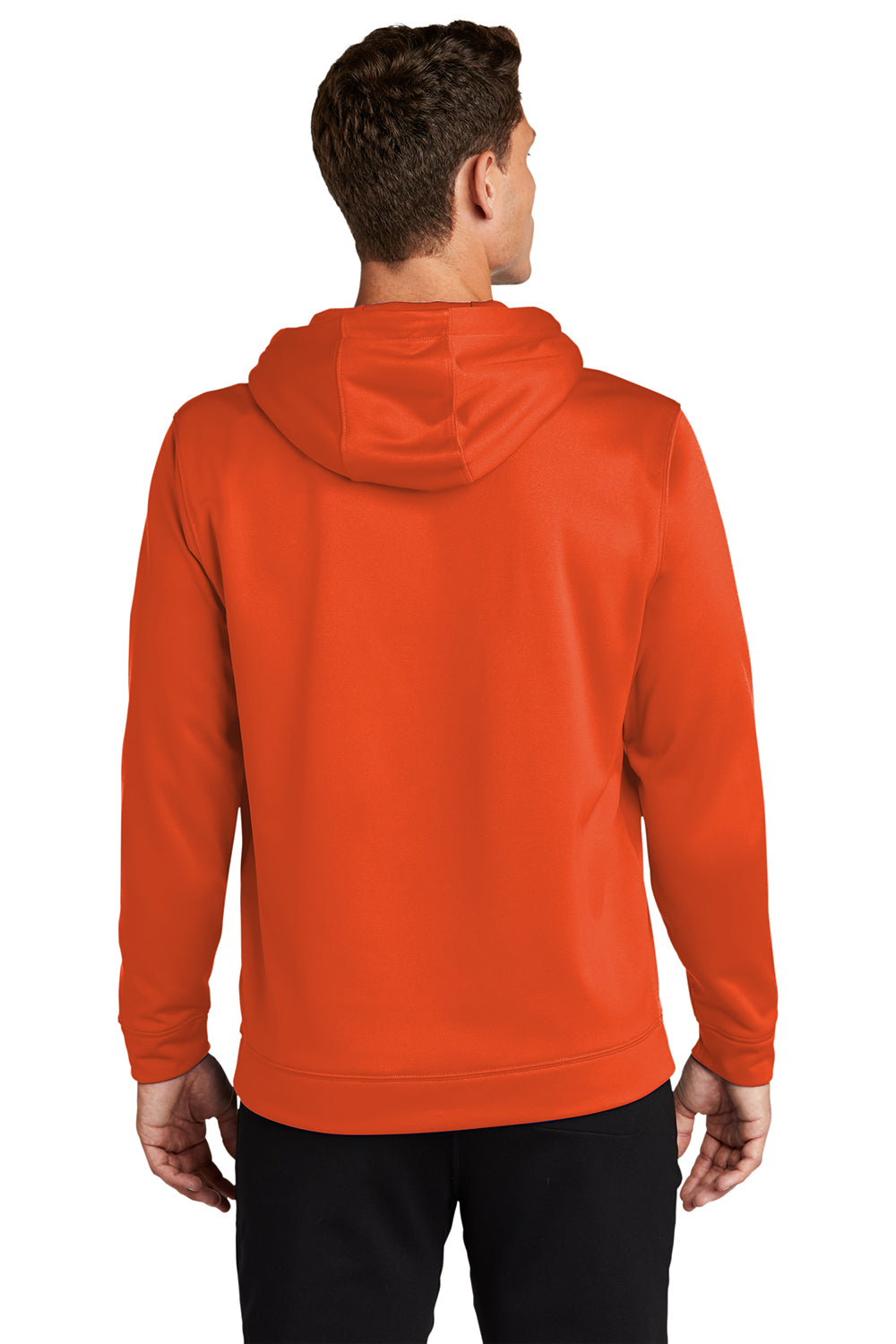 Sport-Tek F244 Mens Sport-Wick Moisture Wicking Fleece Hooded Sweatshirt Hoodie Deep Orange Model Back