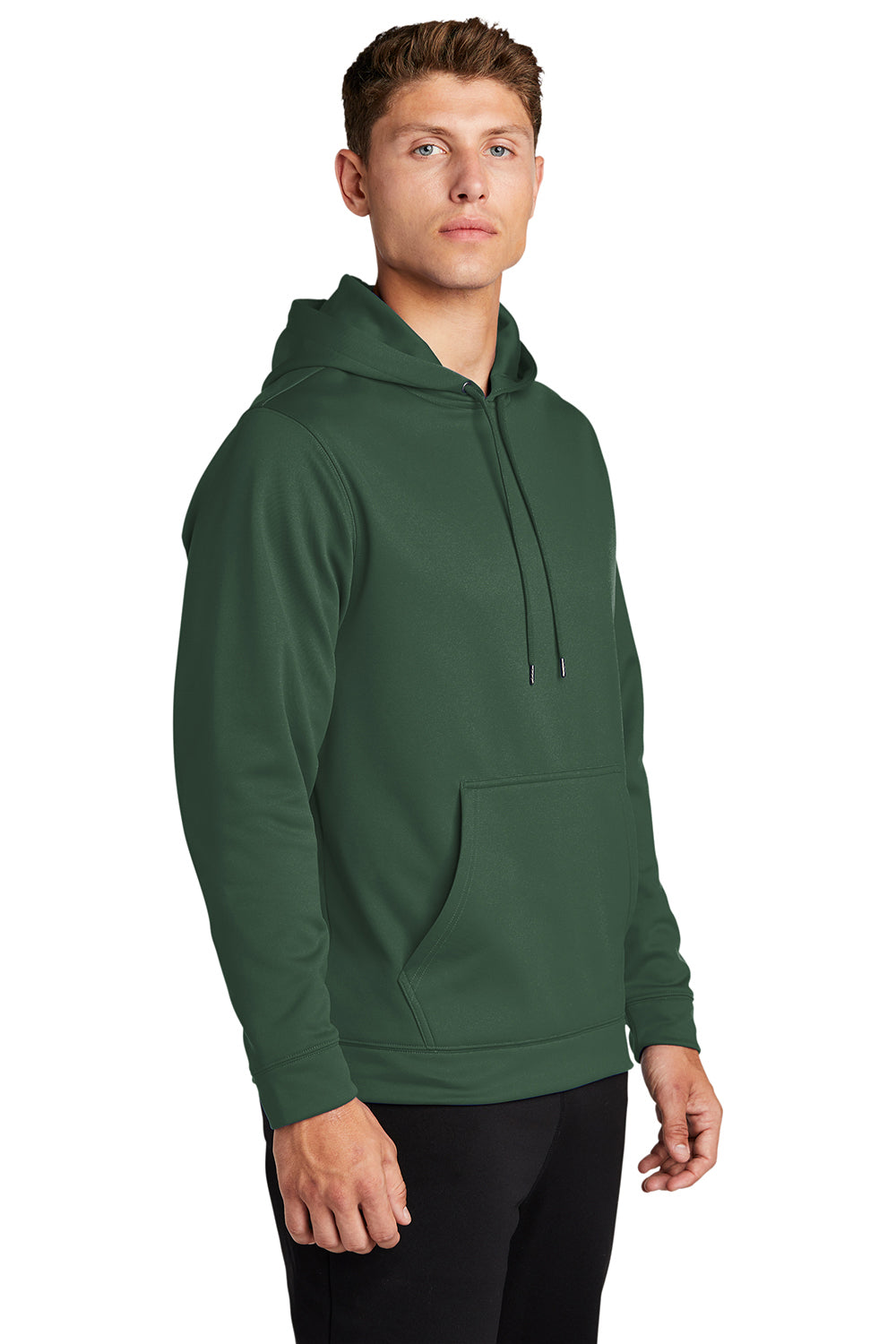 Sport-Tek F244 Mens Sport-Wick Moisture Wicking Fleece Hooded Sweatshirt Hoodie Forest Green Model 3q