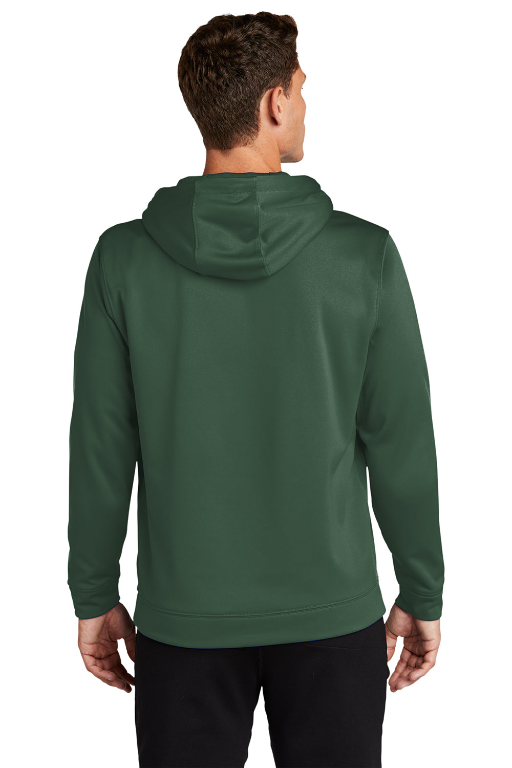 Sport-Tek F244 Mens Sport-Wick Moisture Wicking Fleece Hooded Sweatshirt Hoodie Forest Green Model Back