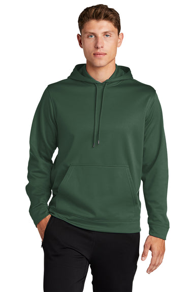 Sport-Tek F244 Mens Sport-Wick Moisture Wicking Fleece Hooded Sweatshirt Hoodie Forest Green Model Front