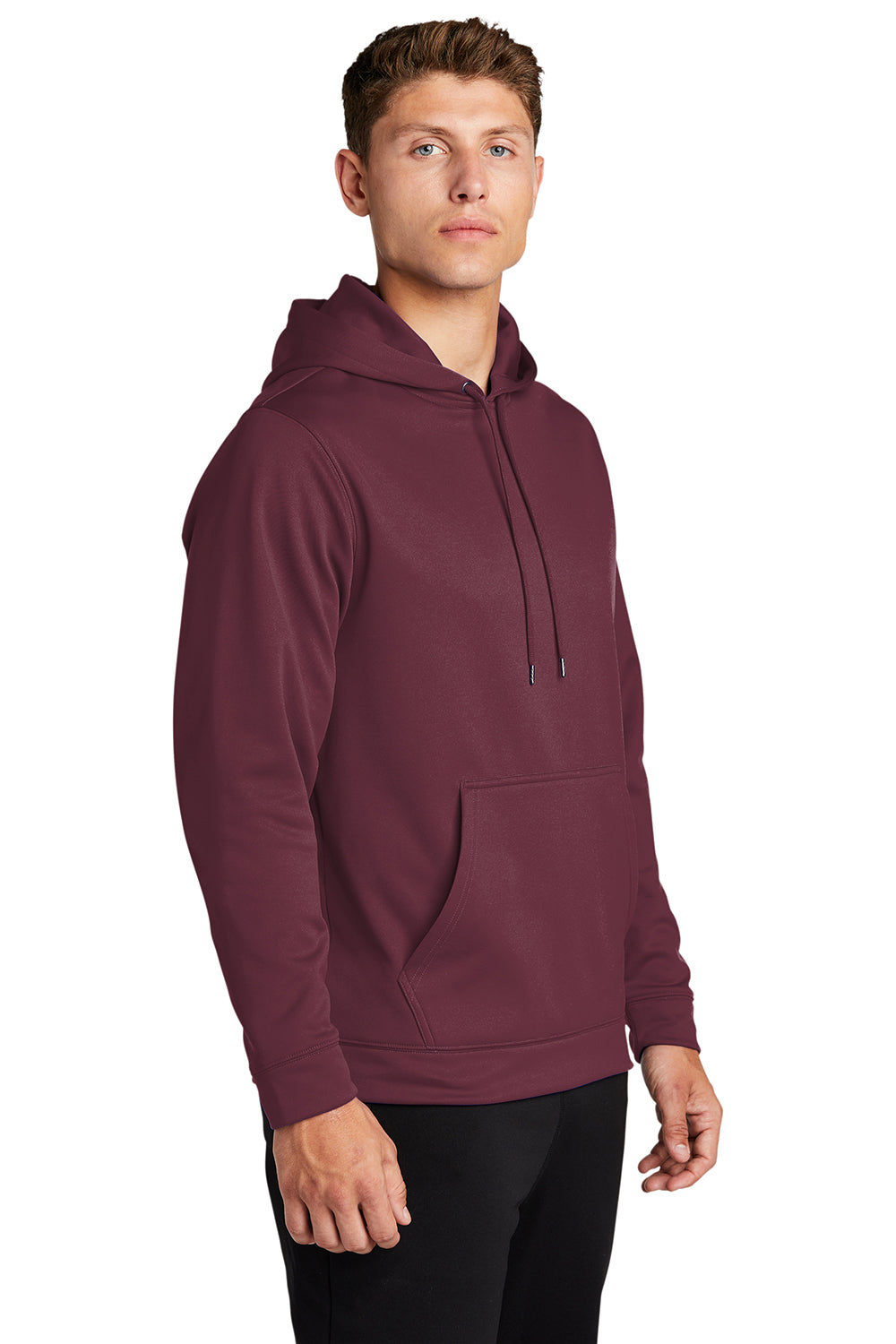 Sport-Tek F244 Mens Sport-Wick Moisture Wicking Fleece Hooded Sweatshirt Hoodie Maroon Model 3q