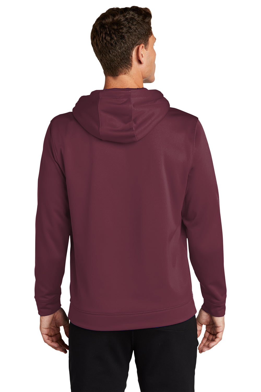 Sport-Tek F244 Mens Sport-Wick Moisture Wicking Fleece Hooded Sweatshirt Hoodie Maroon Model Back