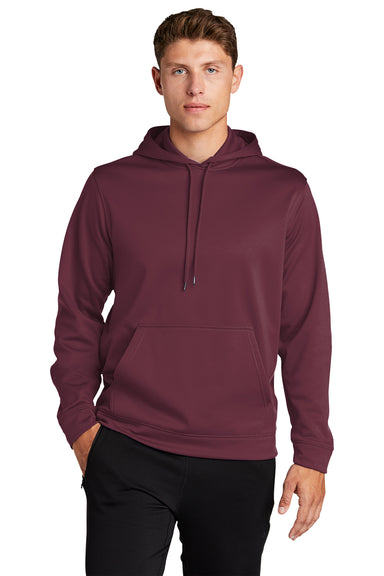 Sport-Tek F244 Mens Sport-Wick Moisture Wicking Fleece Hooded Sweatshirt Hoodie Maroon Model Front